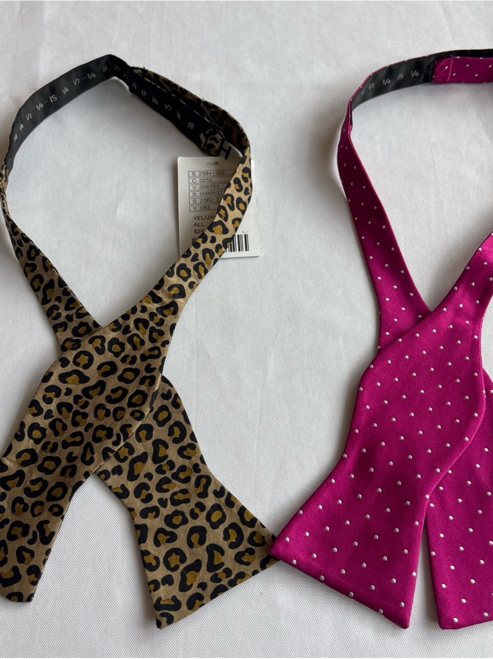 Van Heusen Leopard Print & Hot Pink Polka Dot Self-Tie Bow Ties